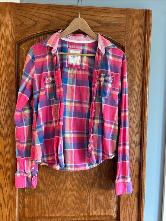 Gilly Hicks Tops - Gilly Hicks Pink Plaid Button-Down Shirt with Blue Accents